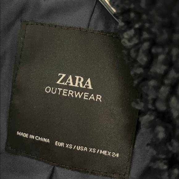 Zara Navy Teddy Jacket - Picture 2 of 4
